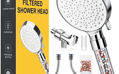 Filtered Shower Head, ODMJ Shower Head with 6 Spray Modes, High Pressure Shower Head with 59″ Hose and Bracket, Hand Held Shower Head Filter for Hard Water, Water Saving Spray Soft Spa Shower Head