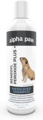 Smiling Paws Pets – Itch Relief Shampoo for Pets – Contains Benzoyl Peroxide – Kills Fleas – Relieves Allergies, Itching, Dermatitis, Mange, Dandruff, Mites, Acne, Demodex, Seborrhea, Pyoderma