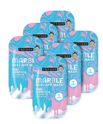 FREEMAN Dual Marble Peel-Off Facial Mask Bundle, French Pink Clay & Blue Tansy, Smooth Skin & Cleanse Pores, Create-Your-Own Face Mask, Fun Skin Care Treatment, For All Skin Types, 6 Count