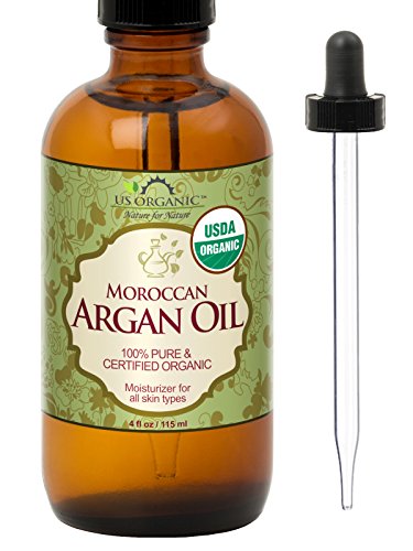 US Organic Moroccan Argan Oil, USDA Certified Organic,100% Pure & Natural, Cold Pressed Virgin, Unrefined, 4 Oz in Amber Glass Bottle with Glass Eye Dropper for Easy Application. Sourced from Morocco.