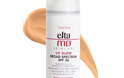 EltaMD UV Glow Tinted Sunscreen for Dewy Skin, SPF 36 Primer Tinted Mineral Sunscreen with Zinc Oxide, Brightens and Hydrates for Glowy Skin, Increases Skin Luminosity, Non Greasy, 1.7 oz Pump