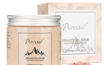 Purevail Himalayan Salt Body Scrub – Natural Exfoliating Scrub to Moisturize, Soften and Smoothen Skin – Light Bergamot Scent – Deep Cleansing for Dead Skin – Gifts for Women – 8.8 oz