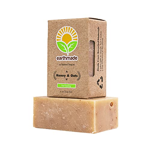 Earthmade – Honey and Oats Soap, All-natural Body Soap with Aloe Vera, Body and Face Wash Bar, Cold-processed Hand Made Soap for Women and Men