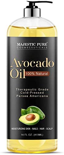MAJESTIC PURE Avocado Oil for Hair and Skin – 100% Pure and Natural, Cold-Pressed, for Skin Care, Massage, Hair Care, and Carrier Oil to Dilute Essential Oils, 16 fl oz