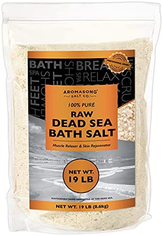 19 lbs Raw Dead Sea Salt Not Cleaned – Still Contains All Dead sea Minerals Including Dead sea Mud – Fine Medium Grain Bath Salt Large resealable Bulk Pack