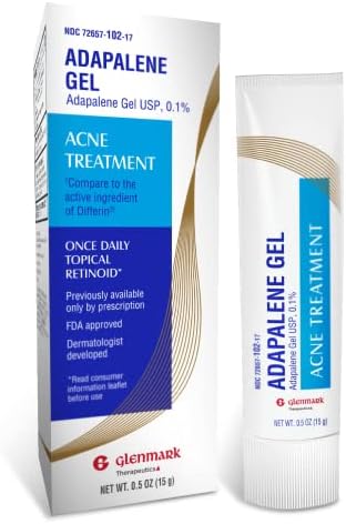 Glenmark Adapalene Gel 0.1% Acne Treatment, Topical Retinoid Cream For Face, Helps Clear and Prevent Acne and Clogged Pores, 15 Gram Tube
