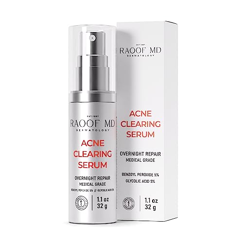 RAOOF MD Acne Serum. Medical Grade Cystic Acne Treatment for Face. Overnight Repair Acne Cream with Benzoyl Peroxide 5%. Acne Treatment Cream. Acne Face Cream Made by the Skin Experts.