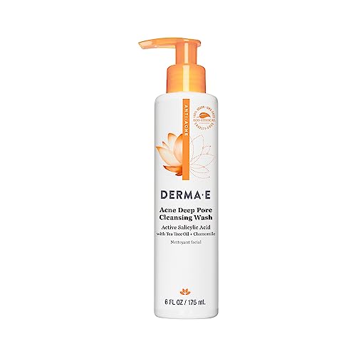 DERMA-E Acne Deep Pore Cleansing Wash – Blemish Control Facial Cleanser with Salicylic Acid – Gentle Oil Control Face Wash Soothes and Balances Skin, 6 fl oz