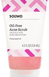 Amazon Brand – Solimo Oil-free Pink Grapefruit Facial Scrub, 2% Salicylic Acid Acne Medication, Dermatologist Tested, 4.2 Fluid Ounce