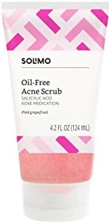 Amazon Brand – Solimo Oil-free Pink Grapefruit Facial Scrub, 2% Salicylic Acid Acne Medication, Dermatologist Tested, 4.2 Fluid Ounce