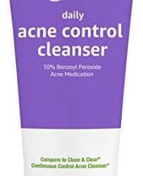 Amazon Basics Daily Acne Control Cleanser, Maximum Strength 10% Benzoyl Peroxide Acne Medication, Fragrance Free, 5 Ounce