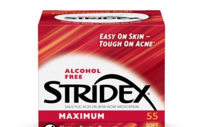 Stridex Medicated Acne Pads, Maximum, 55 Count – Facial Cleansing Wipes, Alcohol Free Face Pads, Acne Treatment for Face, For Moderate Acne, Smooth Application