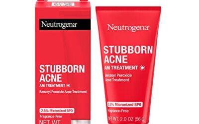 Neutrogena Stubborn Acne AM Face Treatment with 2.5% Micronized Benzoyl Peroxide Acne Medicine, Oil-Free Daily Facial Treatment to Reduce Size & Redness of Breakouts, Paraben-Free, 2 oz