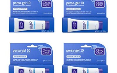 Clean & Clear PersaGel 10 Acne Medication Spot Treatment with Maximum Strength 10 Benzoyl Peroxide Topical Pimple Cream Acne Gel medication for Face Acne with Benzoyl Peroxide, 4 Count