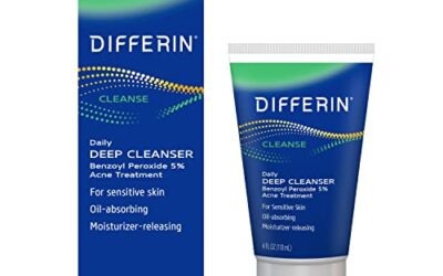 Differin Acne Face Wash with 5% Benzoyl Peroxide, Daily Deep Cleanser by the makers of Differin Gel, Gentle Skin Care for Acne Prone Sensitive Skin, 4 oz (Packaging May Vary)