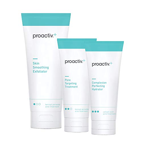 Proactiv+ 3 Step Advanced Skincare Acne Treatment – Benzoyl Peroxide Face Wash, Salicylic Acid Exfoliator for Face and Pore Minimizer – 90 Day Complete Acne Skin Care Kit