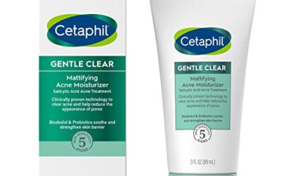 Cetaphil Face Moisturizer, Gentle Clear Mattifying Acne Moisturizer With 0.5% Salicylic Acid, Hydrates and Treats Sensitive Acne Prone Skin, Skin Care for Sensitive Skin, 3oz