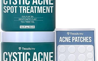 TreeActiv Cystic Acne Spot Treatment, 2-Pack, Sulfur Spot Treatment, Hormonal Acne Treatment with Tea Tree, Cystic Acne, Blackheads, Cystic Acne Treatment and Pimple Spot Treatment for Face, 240+ Uses