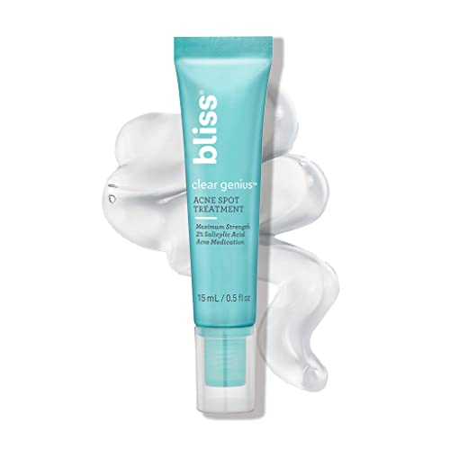Bliss Clear Genius Acne Spot Treatment – 0.5 Fl Oz – Maximum Strength 2% Salicylic Acid Shrinks Blemishes – Clean – Vegan & Cruelty-Free