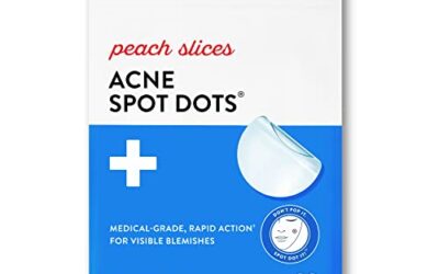 Peach Slices | Acne Spot Dots | Hydrocolloid Acne Patches | For Zits, Blemishes, & Breakouts | Vegan | Cruelty-Free | Pimple Patches | Facial Skin Care Products | 3 Sizes (7mm, 10mm, & 12mm) | 30 Ct