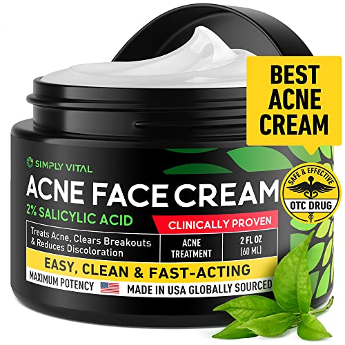 Acne Medication Face Cream – Made in USA Fast Acting Drug Acne Treatment For Stubborn Pimple Blackhead Whitehead Blemish – Soothing Acne Moisturizer for Inflammation Relief & Acne Scar Prevention 2oz