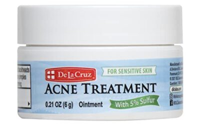 De La Cruz 5% Sulfur Ointment Acne Treatment – Medication to Clear Cystic Acne Pimples and Blackheads on Face and Body – Made in USA – 0.21 OZ Trial Size