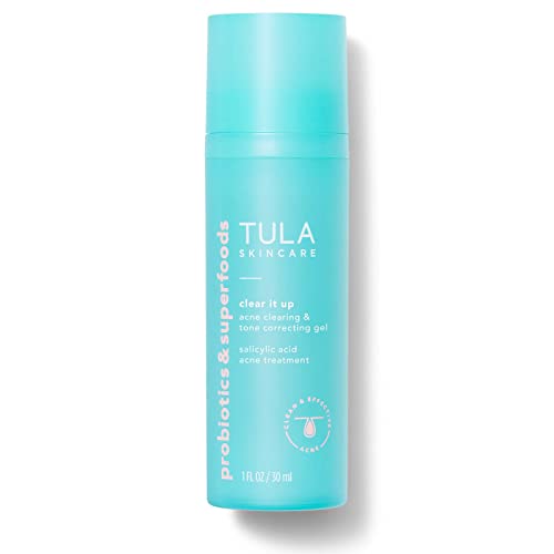 TULA Skin Care Clear It Up – Acne Clearing & Tone Correcting Gel, Salicylic and Azelaic Acid, Clears & Prevents Breakouts, Brightens Marks, 1 fl oz.