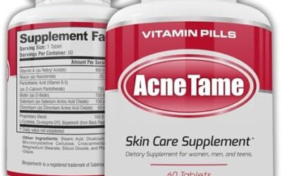 Acne Pills- Acne Tame Supplement- Clear Skin Vitamins Pill for Oily Skin Treatment, Hormonal Blemishes, Anti Spots & Cystic Acnes Supplements for Women, Men, Teens & Adults- 60 Oral Tablets