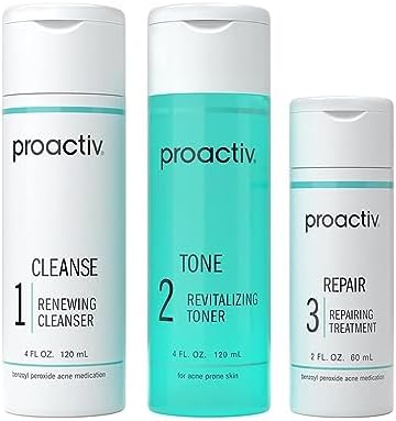 3 Step Acne Treatment Benzoyl Peroxide Face Wash, Repairing Acne Spot Treatment for Face and Body, Exfoliating Toner – 60 Day Acne Skin Care Kit, Multicolor