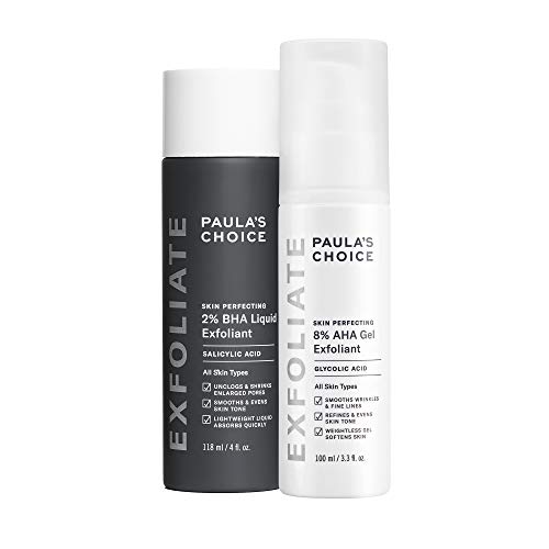 Paula’s Choice SKIN PERFECTING 8% AHA Gel Exfoliant & 2% BHA Liquid Duo – Facial Exfoliants for Blackheads, Enlarged Pores, Wrinkles, and Fine Lines w/Glycolic and Salicylic Acid