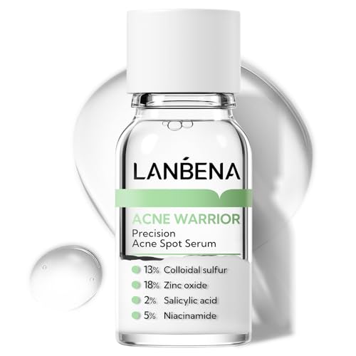 LANBENA Acne Spot Treatment Drying Lotion, Overnight Acne Treatment For Face, Precision Acne Serum, Dry Out Pimples, Blemishes, Zits And Clean Pores, 0.42 Fl Oz