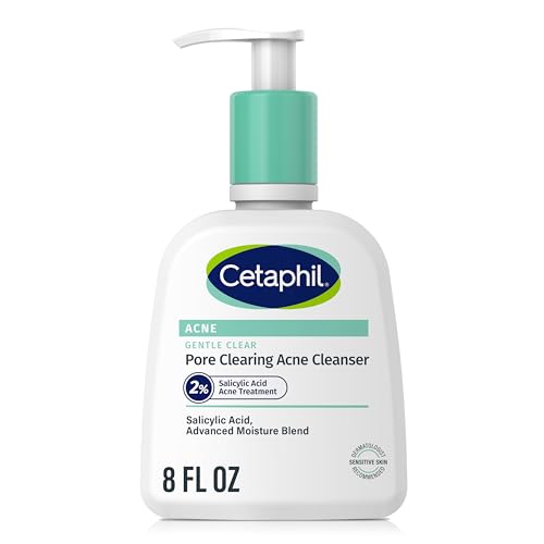 Cetaphil Gentle Clear Pore Clearing Acne Cleanser, Foaming Gel Cleanser for Sensitive, Acne-Prone Skin, 8 Fl Oz Pump Bottle, 2% Salicylic Acid, Gently Exfoliates, Dermatologist Recommended Brand