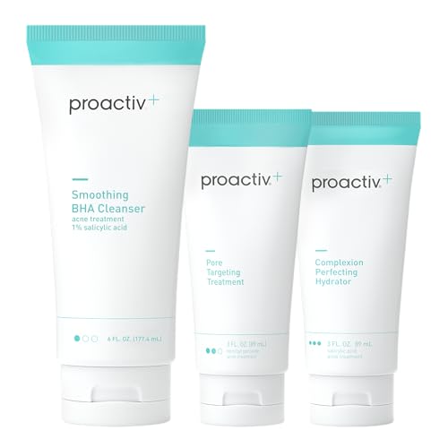 Proactiv+ 3 Step Advanced Skincare Acne Treatment – Salicylic Acid Face Wash, Benzoyl Peroxide Pore Minimizing Treatment, and Salicylic Acid Hydrating Moisturizer – 90 Day Complete Acne Skin Care Kit