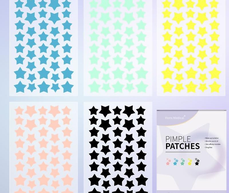 5 packs Multicolor Star Pimple Patches for Face, Hydrocolloid Acne Covers, 200 Count, 5 Colors Pore Cleansing Strips Facial Pore Cleansing Strips Treatments and Masks