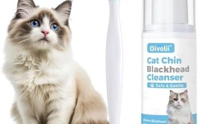 𝐎𝐢𝐯𝐨𝐥𝐢𝐢 Kitten & Cat Acne Chin Treatment, (4 fl. oz) Blackhead Cleanse Lotion & Cleansing Brush,Soothes Chin Acne, Oil Control, tightens pores, relieves Sensitivity.