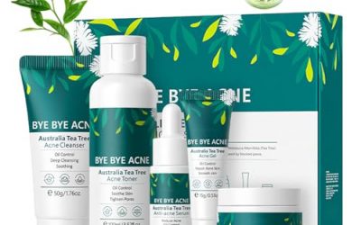 Acne Skin Care Set, Tea Tree Skin Care Routine Kit for Oily Skin, Deep Cleaning, Skin Care Gift Set with Cleanser, Toner, Serum, Face Cream, Gel Acne