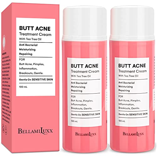 Butt Acne Clearing Treatment: with 2% Salicylic Acid and Tea Tree Oil, Effective Body Acne Treatment and Folliculitis Treatment, Butt Acne Cream for Reduce Body Acne (2 PACK)