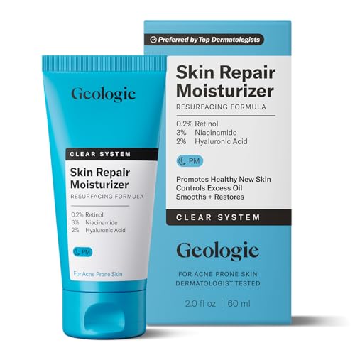 Geologie Retinol Acne Treatment Face Cream | Clear System Retinol Skin Repair Moisturizer | For Acne Prone Skin with Niacinamide & Hyaluronic Acid | Clears Acne & Repairs Skin | 60 ML