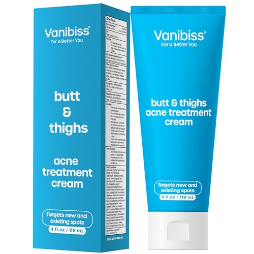 Vanibiss Butt & Thighs Acne Treatment Cream – Reduce Butt Acne, Pimples & Zits – Buttocks Acne Cream – Butt Acne Clearing Lotion – Butt Cream for Bum Acne – 2% Salicylic Acid for Acne Prone Skin (4oz)