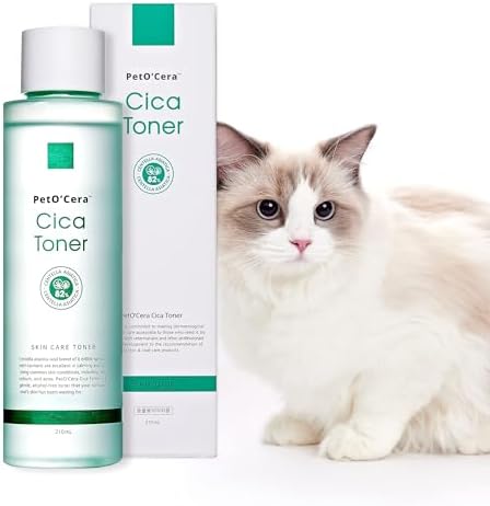 Breezytail PetO’Cera CICA Toner – Cat Acne Treatment | Cat Hot Spot Relief| Cat Blackhead Solution| Cat Soothing Toner | No Harsh Ingredients | Hypoallergenic Skin & Coat Care for Cats | 7.1 oz