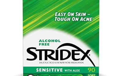 Stridex Medicated Acne Pads, Sensitive, 90 Count, Pack of 3 – Facial Cleansing Wipes, Alcohol-Free Face Pads, Acne Treatment for Face, For Mild to Moderate Acne, Smooth Application