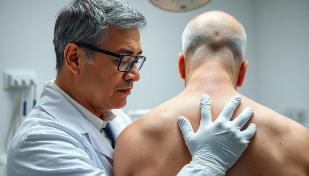 Dermatologist Examining Back Acne