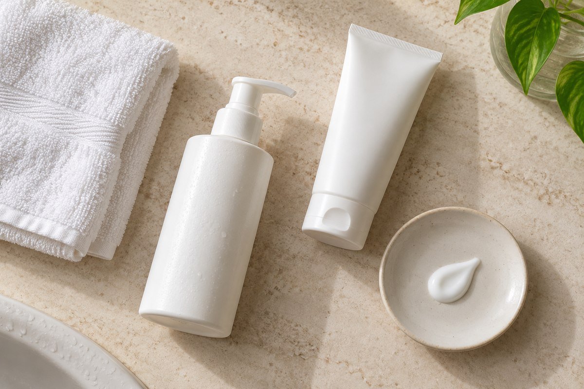 Moisturizer and sunscreen for use after the benzoyl peroxide wash contact time and rinsing step